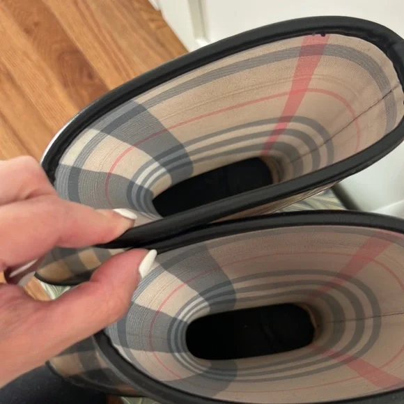 Burberry Plaid Winter Rain Boots - Black and Brown - Picture 3 of 6